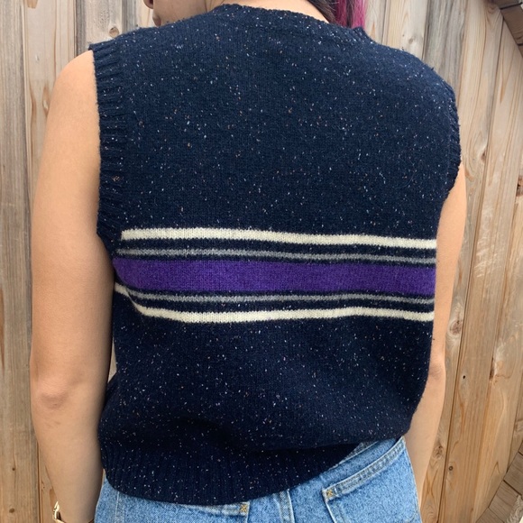 🦋 Vintage 70s Sweater Vest Navy Wool 🦋 - Picture 5 of 5